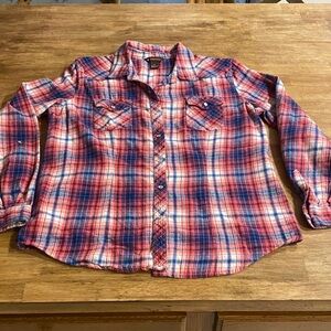 Bit & Bridle Red and Blue Plaid  Button Down Shirt